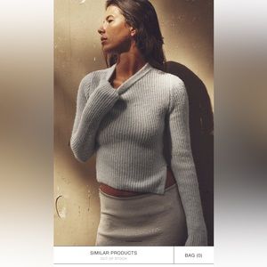 Zara Slit Fitted Knit Sweater, light grey